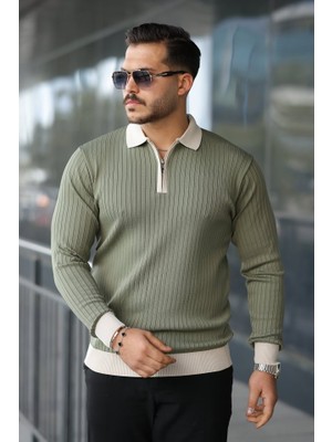 Livizmir Moda Erkek Kol ve Yaka Detaylı Uzun Kollu Triko