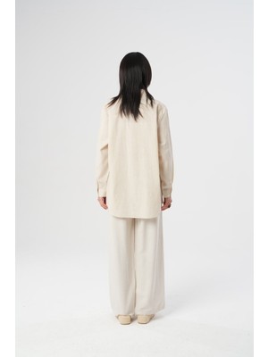 Morvarid Orfeo Negro Kadın Keten Oversize Gömlek Rahat Kesim Yazlık Şık Gömlek