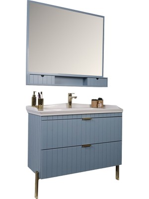 Kobos Noble 100 cm Banyo Dolabı Seti Light Blue