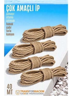 MiraLive Turk Çok Amaçlı Kalın Ip Hamak Ipi - Çamaşır Ipi Salıncak Ipi Atlama Ipi 40 Metre