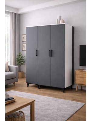 Perlomi Mobilya 2+1 (3 Kapaklı) Çok Amaçlı Modüler Dolap Gardrop