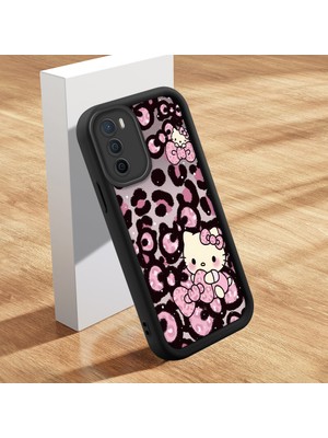 HONTINGA Oppo A16 ile Uyumlu Kılıfı Düşüme Önleyici Basitlik Anti Düşme Kamera Korumali Şirin Kedi Hello Kitty Siyah Desen Yumuşak Silikon Telefon Kılıfı Kadın ve Erkek Için Uygundur K2-0084