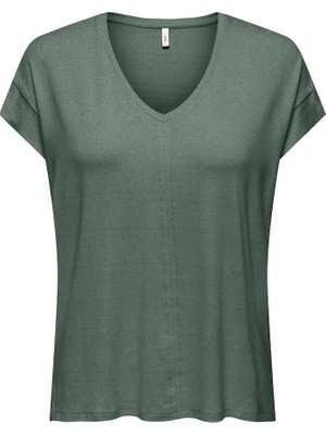 Only Onlcarrıe S/s Stıtch Glıtter Top Jrs Kadın Yeşil T-Shirt - 15369279