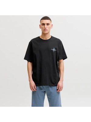 Jack & Jones Erkek Gögüs Baskili Bisiklet Yaka Tisört - Corals