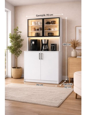 Kahve Köşesi Mutfak Dolabı Ld Işıklı Kiler Dolabı
