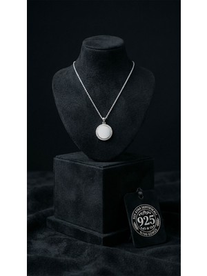 Roza Silver 925 Ayar Gümüş Rodyum Renk Zirkon Taşlı Isimli Yuvarlak Kolye - Özelleştirilebilir