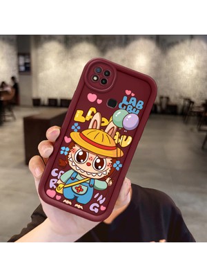 HONTINGA Xiaomi Redmi 9c ile Uyumlu Kılıfı Düşüme Önleyici Basitlik Anti Düşme Kamera Korumali Karakteri Bordo Desen Yumuşak Silikon Telefon Kılıfı Kadın ve Erkek Için Uygundur K2-7043