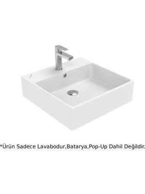 Creavit NX256 Next Tezgah Üstü Kare Lavabo Beyaz 50CM