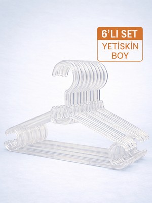 Beylini 6'lı Kristal Askılık Yetişkin Kıyafetleri Için Dayanıklı Şeffaf Plastik Elbise Gömlek Kancalı Askı
