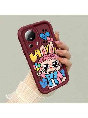 HONTINGA Xiaomi Mi 13 Lite ile Uyumlu Kılıfı Düşüme Önleyici Basitlik Anti Düşme Kamera Korumali Karakteri Bordo Desen Yumuşak Silikon Telefon Kılıfı Kadın ve Erkek Için Uygundur K2-7043