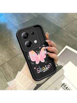 HONTINGA Poco M6 Pro 4g ile Uyumlu Kılıfı Düşüme Önleyici Basitlik Anti Düşme Kamera Korumali Kelebek Siyah Desen Yumuşak Silikon Telefon Kılıfı Kadın ve Erkek Için Uygundur K2-0013