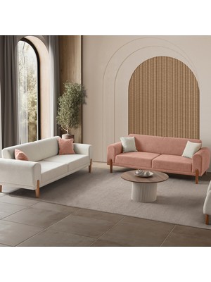 Eymense Mocha Plus Sırt Mekanizmalı Koltuk Takımı 3+3 Pembe