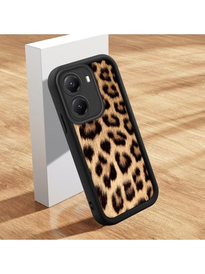 HONTINGA Poco X7 Pro ile Uyumlu Kılıfı Düşüme Önleyici Basitlik Anti Düşme Kamera Korumali Şirin Kedi Leopar Siyah Desen Yumuşak Silikon Telefon Kılıfı Kadın ve Erkek Için Uygundur K2-0016