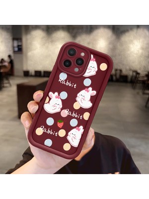 HONTINGA iPhone 16 Pro Max ile Uyumlu Kılıfı Düşüme Önleyici Basitlik Anti Düşme Kamera Korumali Karakteri Bordo Desen Yumuşak Silikon Telefon Kılıfı Kadın ve Erkek Için Uygundur K2-7046