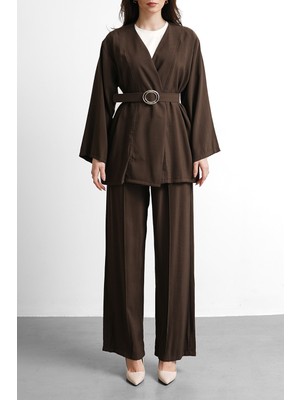 Salisburys Molly Nelly Kadın Kemerli Alt Üst Pantlonlu Takım