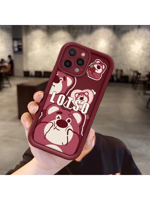 HONTINGA iPhone 15 Pro Max ile Uyumlu Kılıfı Düşüme Önleyici Basitlik Anti Düşme Kamera Korumali Karakteri Bordo Desen Yumuşak Silikon Telefon Kılıfı Kadın ve Erkek Için Uygundur K2-7047