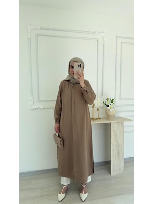 Molly Nelly Kadın Uzun Yazlık Muslin Ince Tunik Bordo Pardesü