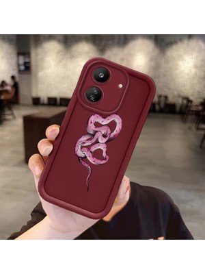 HONTINGA Xiaomi Redmi 13C ile Uyumlu Kılıfı Düşüme Önleyici Basitlik Anti Düşme Kamera Korumali Hayvan Bordo Desen Yumuşak Silikon Telefon Kılıfı Kadın ve Erkek Için Uygundur K2-7050