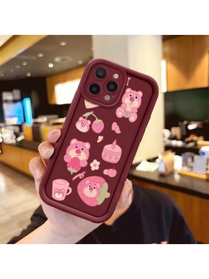 HONTINGA iPhone 16 Pro Max ile Uyumlu Kılıfı Düşüme Önleyici Basitlik Anti Düşme Kamera Korumali Karakteri Bordo Desen Yumuşak Silikon Telefon Kılıfı Kadın ve Erkek Için Uygundur K2-7047