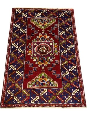 Burak Halı El Dokuması Sıfır Çanakkale Ayvacık Altıntabak Halısı 157X230 Kök Boya %100 Yün Halı Çok Renkli