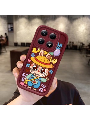 HONTINGA Xiaomi 14T Pro  ile Uyumlu Kılıfı Düşüme Önleyici Basitlik Anti Düşme Kamera Korumali Karakteri Bordo Desen Yumuşak Silikon Telefon Kılıfı Kadın ve Erkek Için Uygundur K2-7043