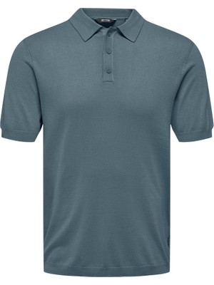 Only & Sons Onswyler Lıfe Reg 14 Ss Polo Knıt Noos Erkek Mavi Kazak - 22022219
