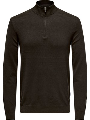 Only & Sons Onswyler Lıfe Reg 14 Half Zıp Knıt Noos Erkek Brown Kazak - 22021264