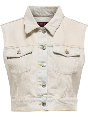 Only Onlbeverly Vest Tınt Bleach Dnm Red Taı Kadın Mavi Yelek - 15341352
