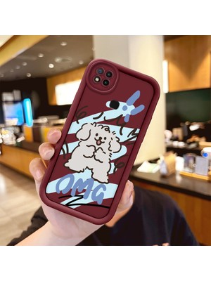 HONTINGA Xiaomi Redmi 9c ile Uyumlu Kılıfı Düşüme Önleyici Basitlik Anti Düşme Kamera Korumali Karakteri Bordo Desen Yumuşak Silikon Telefon Kılıfı Kadın ve Erkek Için Uygundur K2-7045