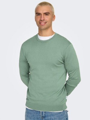 Only & Sons Onswyler Lıfe Reg 14 Ls Crew Knıt Noos Erkek Yeşil Kazak - 22020088