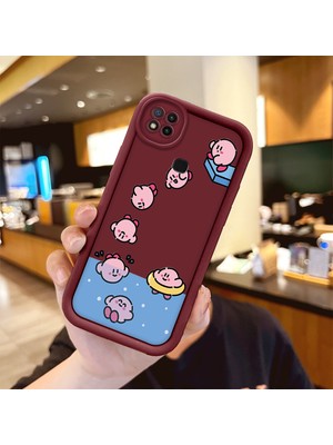 HONTINGA Xiaomi Redmi 9c ile Uyumlu Kılıfı Düşüme Önleyici Basitlik Anti Düşme Kamera Korumali Karakteri Bordo Desen Yumuşak Silikon Telefon Kılıfı Kadın ve Erkek Için Uygundur K2-7054