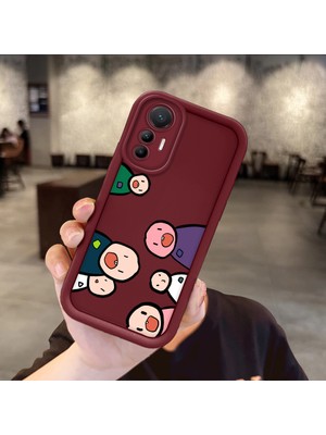 HONTINGA Xiaomi Mi 12 Lite ile Uyumlu Kılıfı Düşüme Önleyici Basitlik Anti Düşme Kamera Korumali Karakteri Bordo Desen Yumuşak Silikon Telefon Kılıfı Kadın ve Erkek Için Uygundur K2-7054