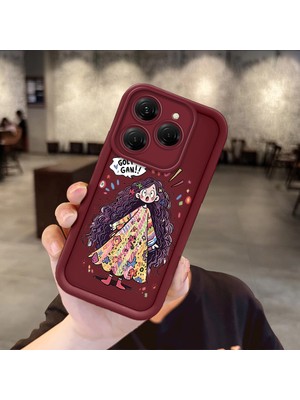 HONTINGA Tecno Spark 20 Pro ile Uyumlu Kılıfı Düşüme Önleyici Basitlik Anti Düşme Kamera Korumali Sevimli Bordo Desen Yumuşak Silikon Telefon Kılıfı Kadın ve Erkek Için Uygundur K2-7051
