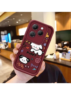 HONTINGA Infinix Hot 40 Pro ile Uyumlu Kılıfı Düşüme Önleyici Basitlik Anti Düşme Kamera Korumali Sevimli Bordo Desen Yumuşak Silikon Telefon Kılıfı Kadın ve Erkek Için Uygundur K2-7052
