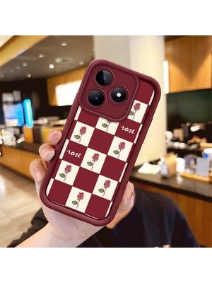 HONTINGA Realme Note 50 4g ile Uyumlu Kılıfı Düşüme Önleyici Basitlik Anti Düşme Kamera Korumali Çiçek Bordo Desen Yumuşak Silikon Telefon Kılıfı Kadın ve Erkek Için Uygundur K2-7297