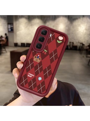 HONTINGA Infinix Hot 60I  ile Uyumlu Kılıfı Düşüme Önleyici Basitlik Anti Düşme Kamera Korumali Sevimli Bordo Desen Yumuşak Silikon Telefon Kılıfı Kadın ve Erkek Için Uygundur K2-7021