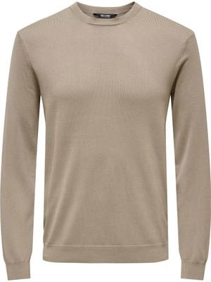 Only & Sons Onswyler Lıfe Reg 14 Ls Crew Knıt Noos Erkek Kahverengi Kazak - 22020088