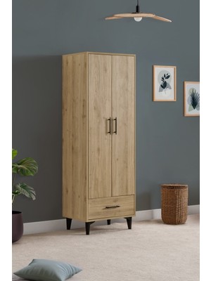 Hermobi Neo 2 Kapaklı Çekmeceli Askılıklı Dolap