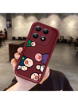 HONTINGA Xiaomi 14T Pro  ile Uyumlu Kılıfı Düşüme Önleyici Basitlik Anti Düşme Kamera Korumali Karakteri Bordo Desen Yumuşak Silikon Telefon Kılıfı Kadın ve Erkek Için Uygundur K2-7054