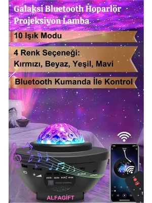 Saravita Yıldızlı Bluetooth Hoparlör Projektör Gece Lambası- Galaksi Lazer Işık ve Parti LED Disko Topu