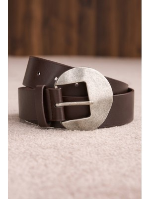 HE-QA Oval Metal Tokalı Kemer Acı Kahve