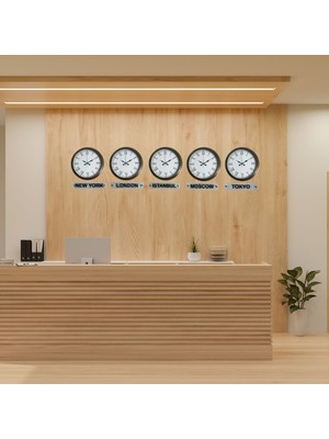 Nemere Retro World Time Series 36 cm Metal Tabelalı Dünya Saati