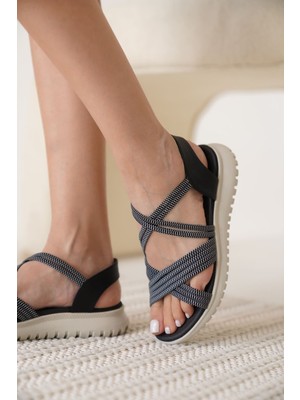 Zerenyus Cusco Ortopedik Premium Siyah Kadın Sandalet