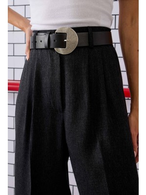 HE-QA Oval Metal Tokalı Kemer Siyah