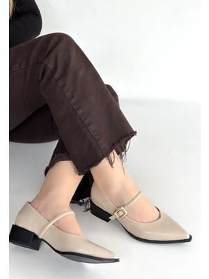 Beruflic Galye Bej Cilt Topuklu Ayakkabı Luxury Shoes