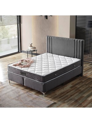 KUMSHOME Asya Tek Kişilik Full Ortopedik Yaylı Yatak + Baza + Başlık 3'lü Set