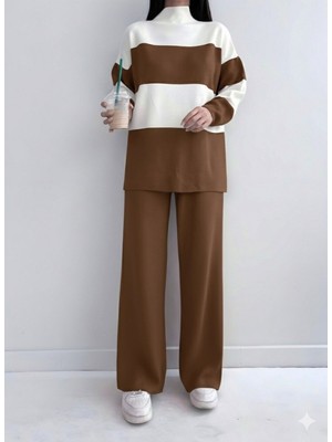 Moda Morfo Yarım Boğazlı Triko Takım   -Taba