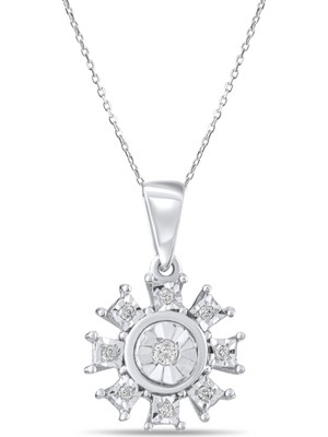 Lial Diamond 0.05 Karat Pırlanta Kolye, Kar Tanesi Motifli, Doğal Pırlanta, Sertifikalı Ürünler