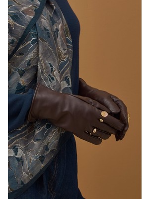 HE-QA %100 Deri Kısa Eldiven Acı Kahve