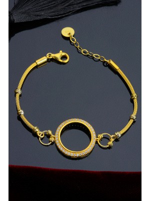 Innuendo Jewelry 925 Ayar Gümüş Taşlı Halka Çeyrekli Bileklik
